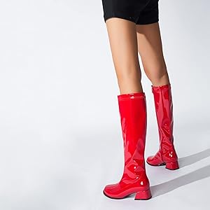 gogo375商品 Amazon.com | Enelauge Gogo Boots For Women Square Toe Chunky